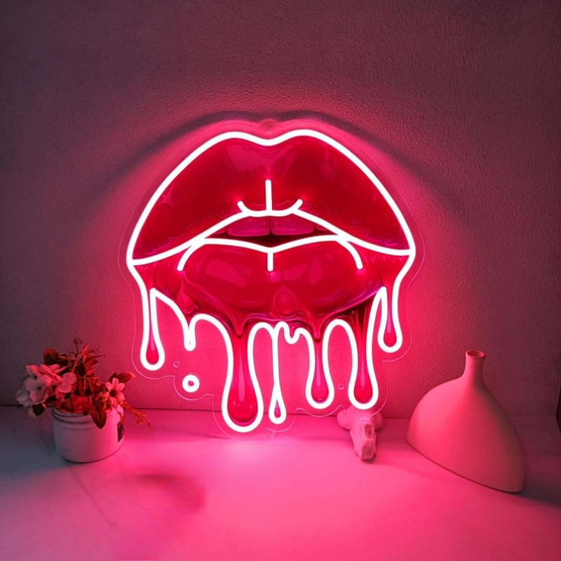 Commercial Uv Printing - Melting Lips UV Printed Neon Sign