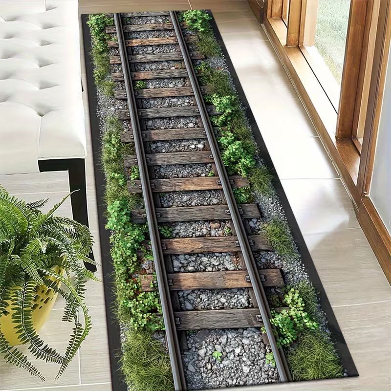 Commercial Road Printing - Track Runner Rug Green Space Road