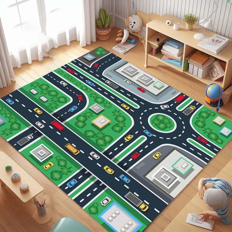 Commercial Road Printing - Cartoon City Traffic Road Map Area