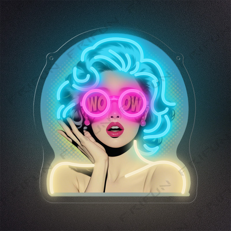 Commercial Uv Printing - WOW Curl Girl Neon Sign UV