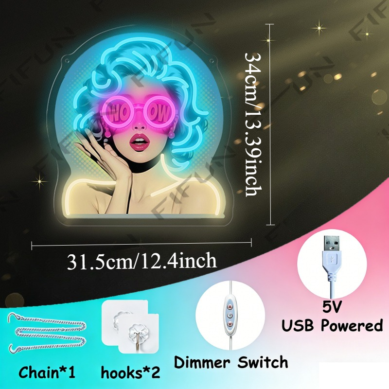 WOW Curl Girl Neon Sign UV Pri - Commercial Uv Printing review and price